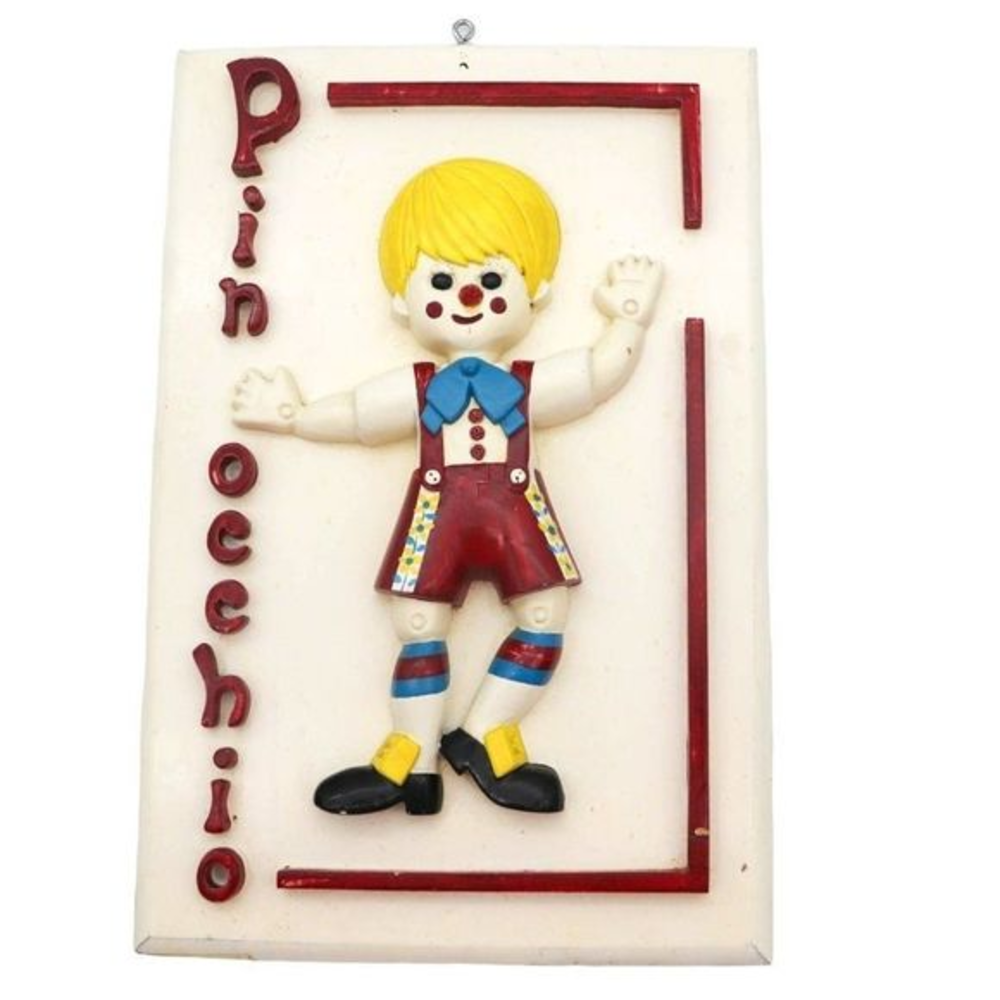Vintage‎ Pinocchio Raised Plaque, Wall hanging, Kitschy, Novelty RARE1970s Sign